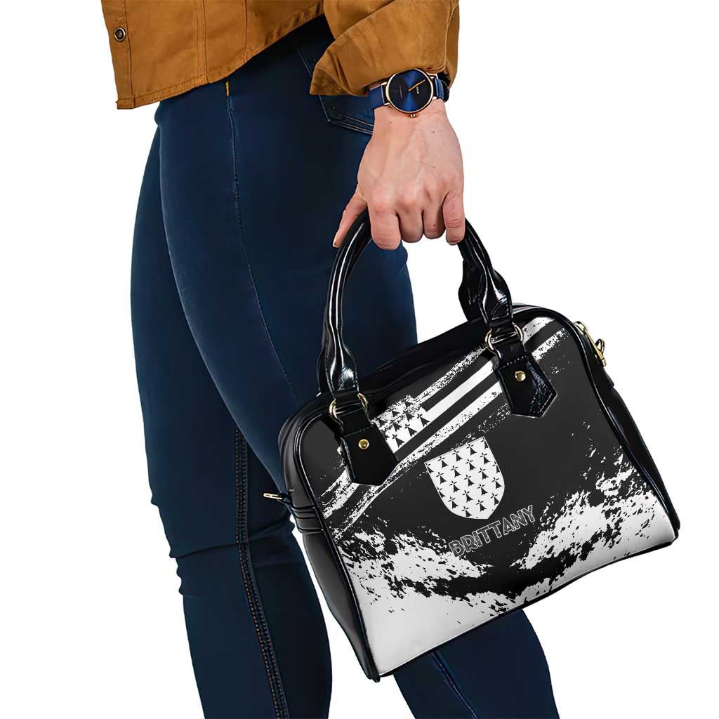 Brittany Shoulder Handbag Coat Of Arms With Triskelion - Grunge Style - Wonder Print Shop