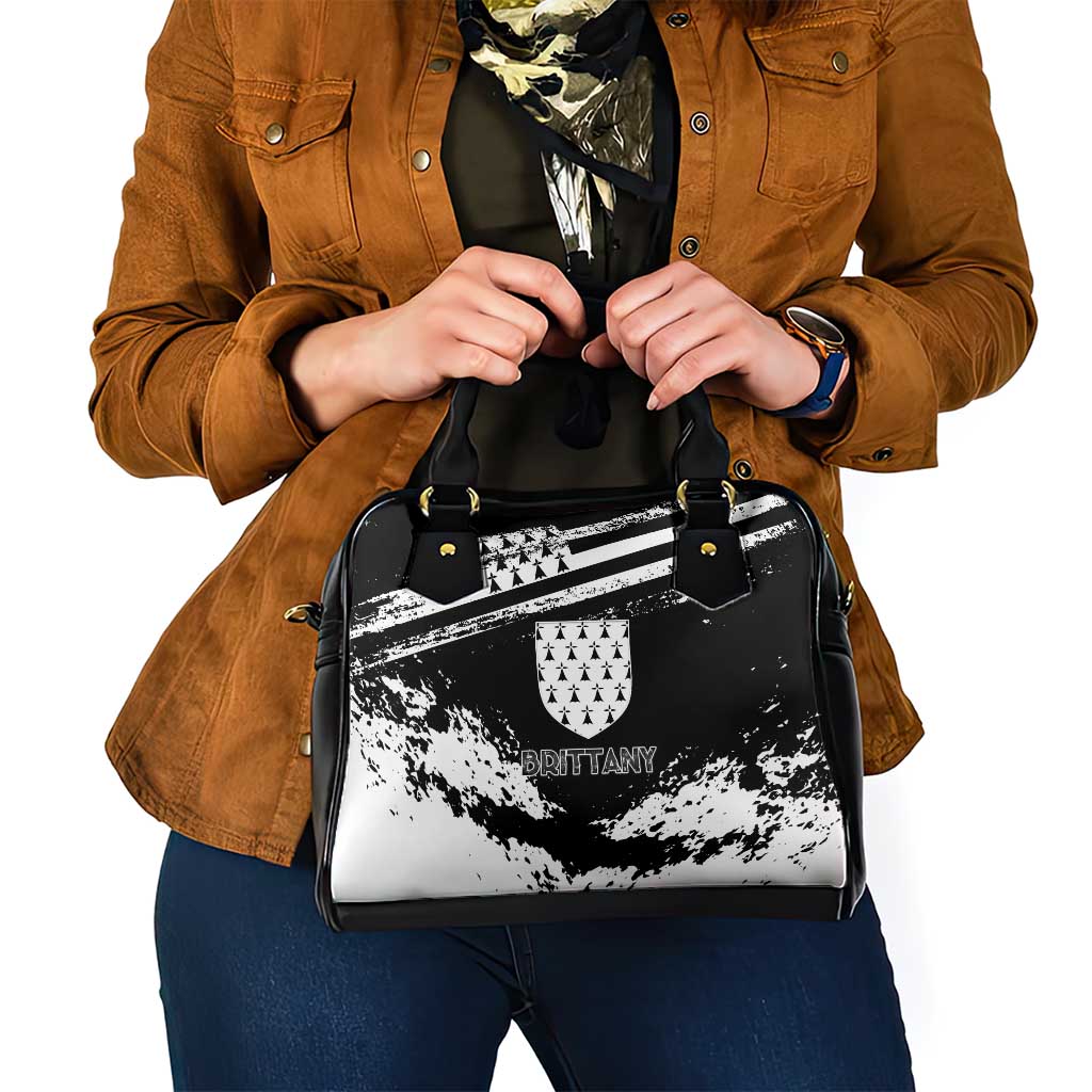 Brittany Shoulder Handbag Coat Of Arms With Triskelion - Grunge Style - Wonder Print Shop