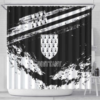 Brittany Shower Curtain Coat Of Arms With Triskelion - Grunge Style - Wonder Print Shop