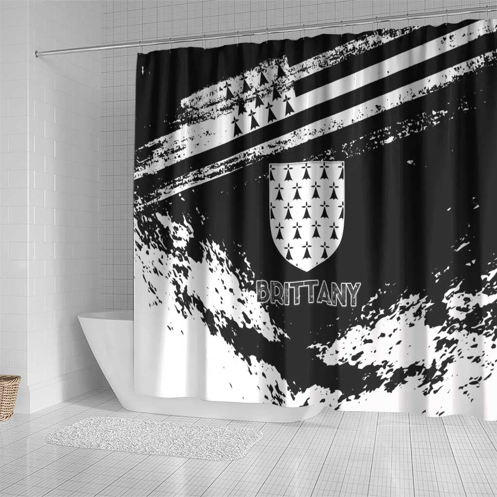 Brittany Shower Curtain Coat Of Arms With Triskelion - Grunge Style - Wonder Print Shop
