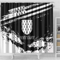 Brittany Shower Curtain Coat Of Arms With Triskelion - Grunge Style - Wonder Print Shop