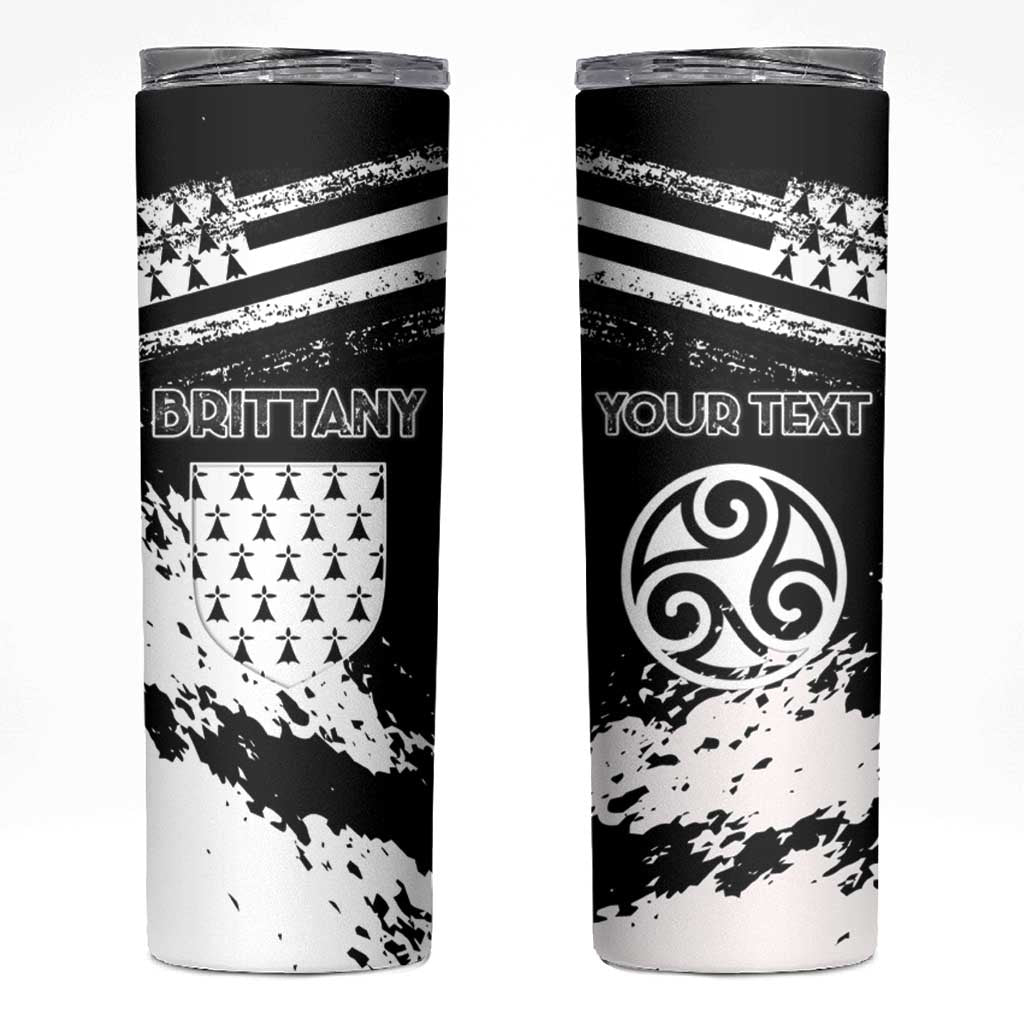 Personalized Brittany Skinny Tumbler Coat Of Arms With Triskelion - Grunge Style - Wonder Print Shop
