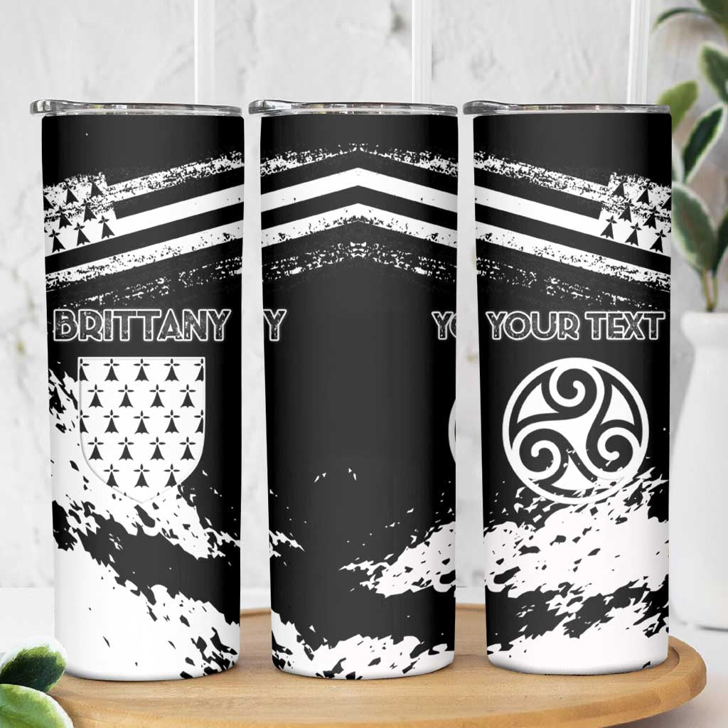 Personalized Brittany Skinny Tumbler Coat Of Arms With Triskelion - Grunge Style - Wonder Print Shop