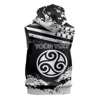 Personalized Brittany Sleeveless Hoodie Coat Of Arms With Triskelion - Grunge Style - Wonder Print Shop