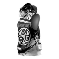 Personalized Brittany Sleeveless Hoodie Coat Of Arms With Triskelion - Grunge Style - Wonder Print Shop