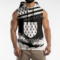 Personalized Brittany Sleeveless Hoodie Coat Of Arms With Triskelion - Grunge Style - Wonder Print Shop