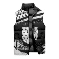 Personalized Brittany Sleeveless Puffer Jacket Coat Of Arms With Triskelion - Grunge Style - Wonder Print Shop