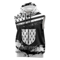 Personalized Brittany Sleeveless Zip Hoodie Coat Of Arms With Triskelion - Grunge Style - Wonder Print Shop