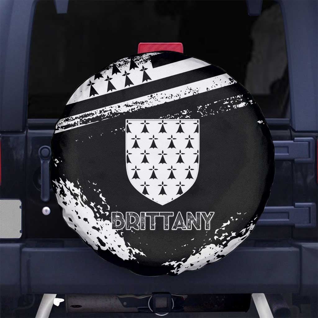 Brittany Spare Tire Cover Coat Of Arms With Triskelion - Grunge Style - Wonder Print Shop