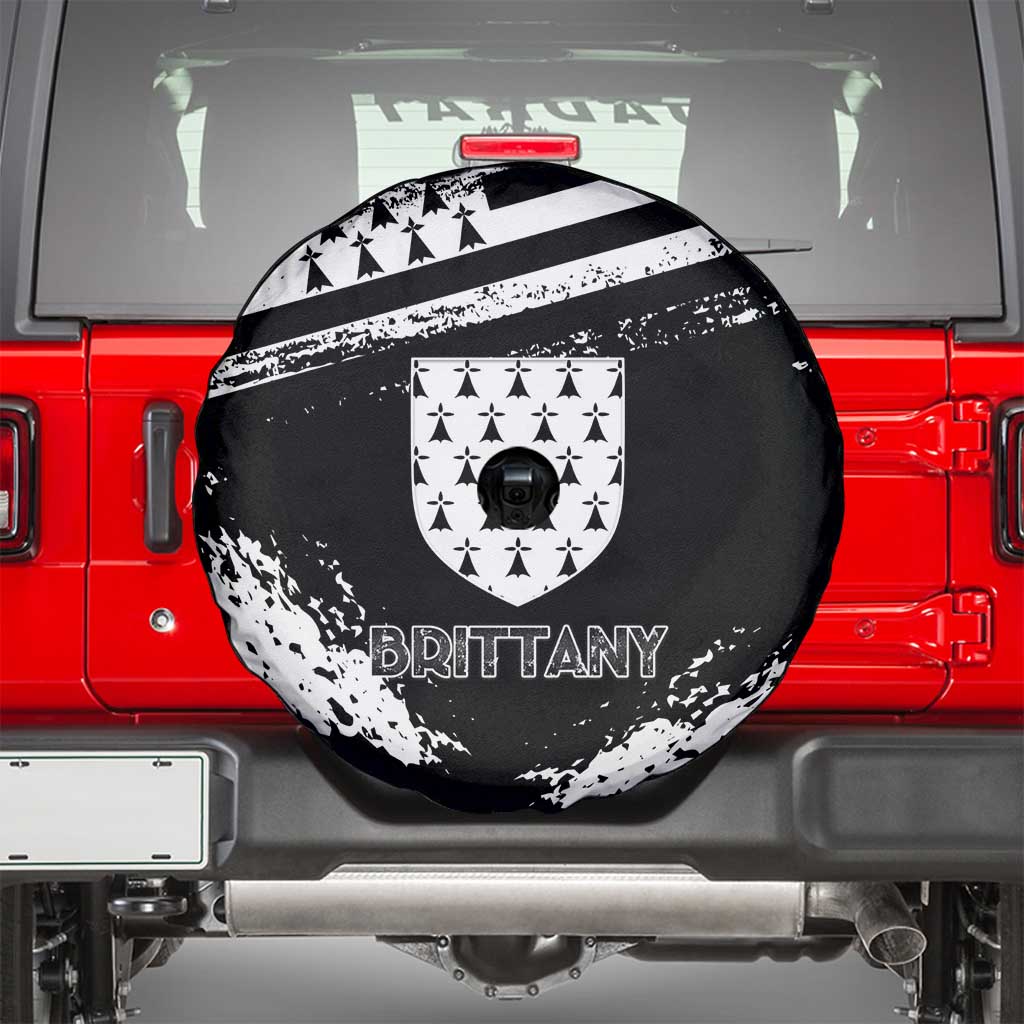 Brittany Spare Tire Cover Coat Of Arms With Triskelion - Grunge Style - Wonder Print Shop