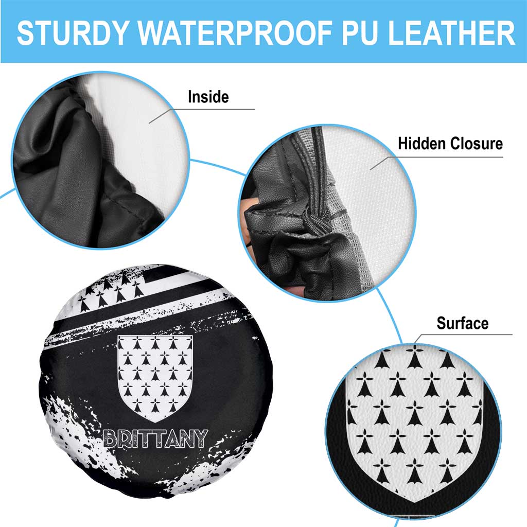 Brittany Spare Tire Cover Coat Of Arms With Triskelion - Grunge Style - Wonder Print Shop