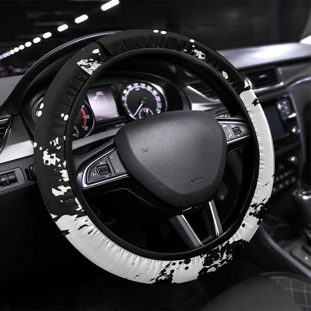 Brittany Steering Wheel Cover Coat Of Arms With Triskelion - Grunge Style - Wonder Print Shop