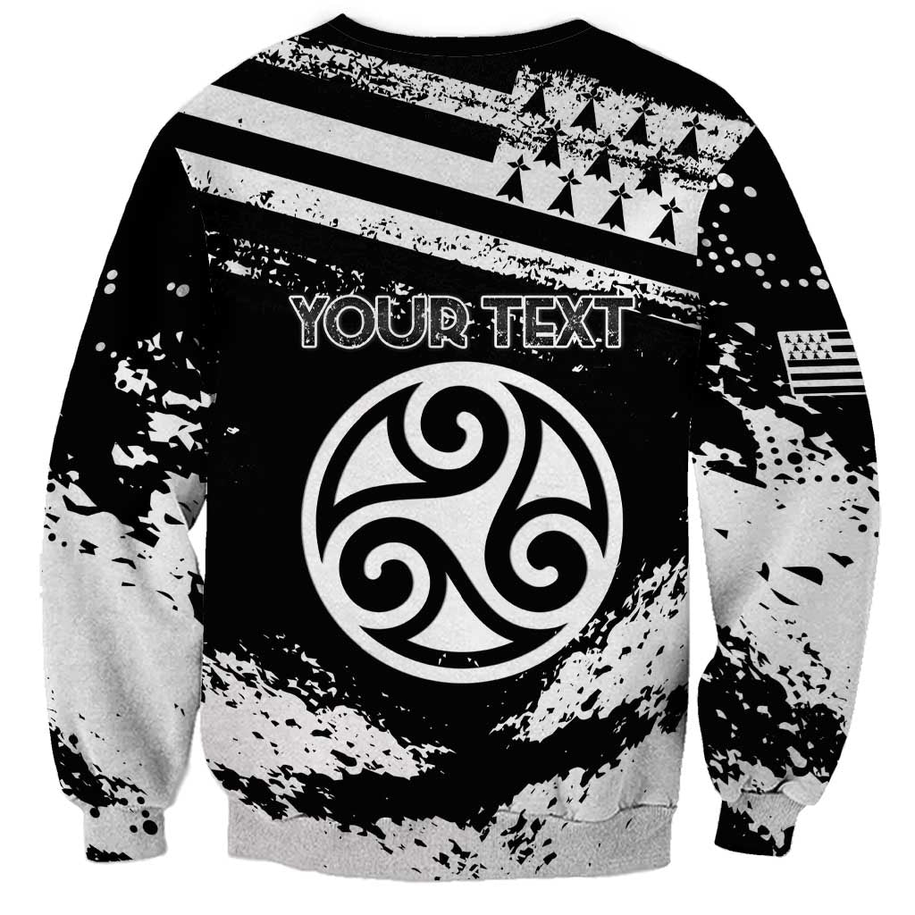 Personalized Brittany Sweatshirt Coat Of Arms With Triskelion - Grunge Style - Wonder Print Shop
