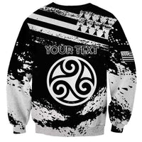 Personalized Brittany Sweatshirt Coat Of Arms With Triskelion - Grunge Style - Wonder Print Shop