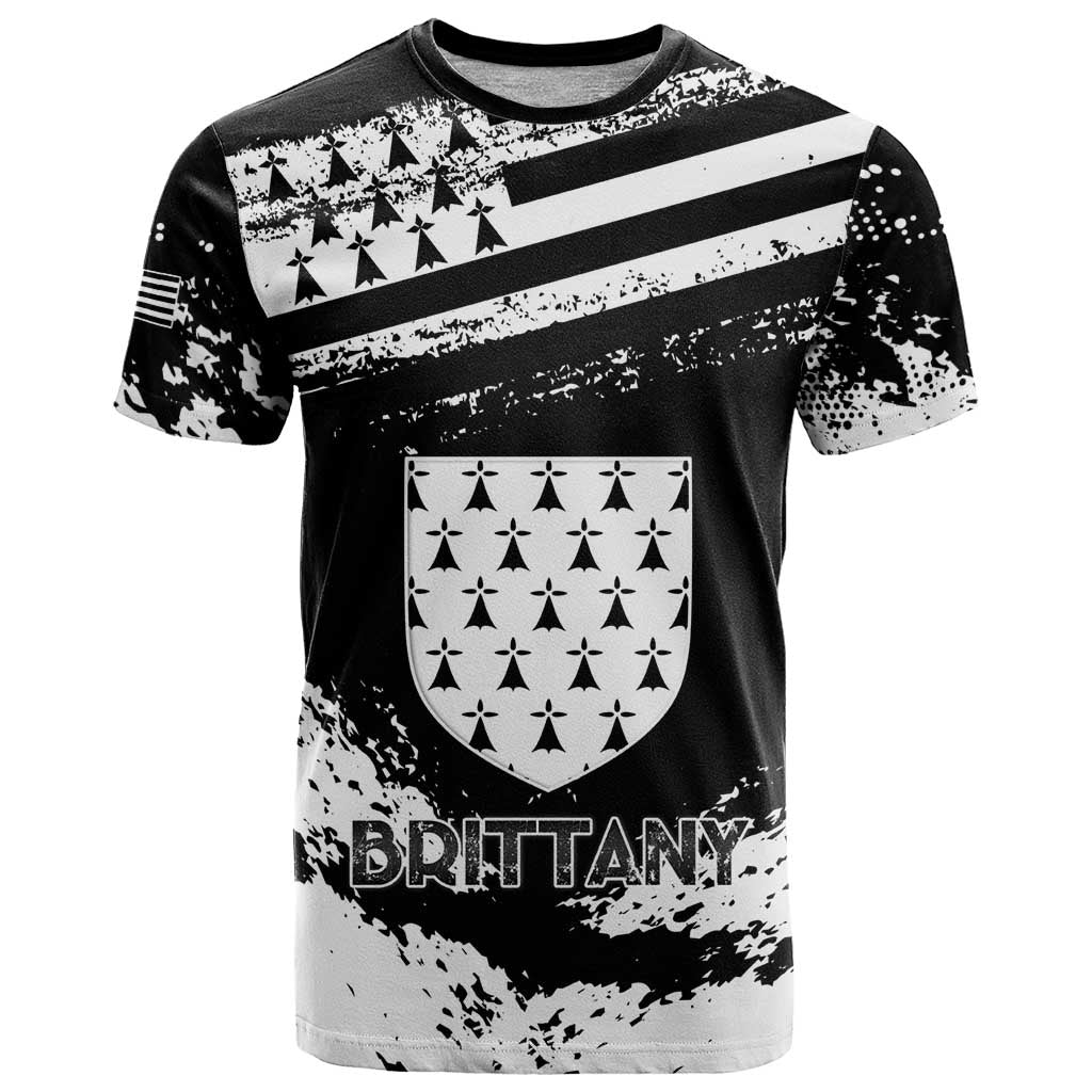 Personalized Brittany T Shirt Coat Of Arms With Triskelion - Grunge Style - Wonder Print Shop