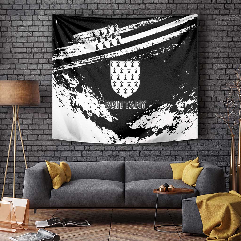 Brittany Tapestry Coat Of Arms With Triskelion - Grunge Style - Wonder Print Shop
