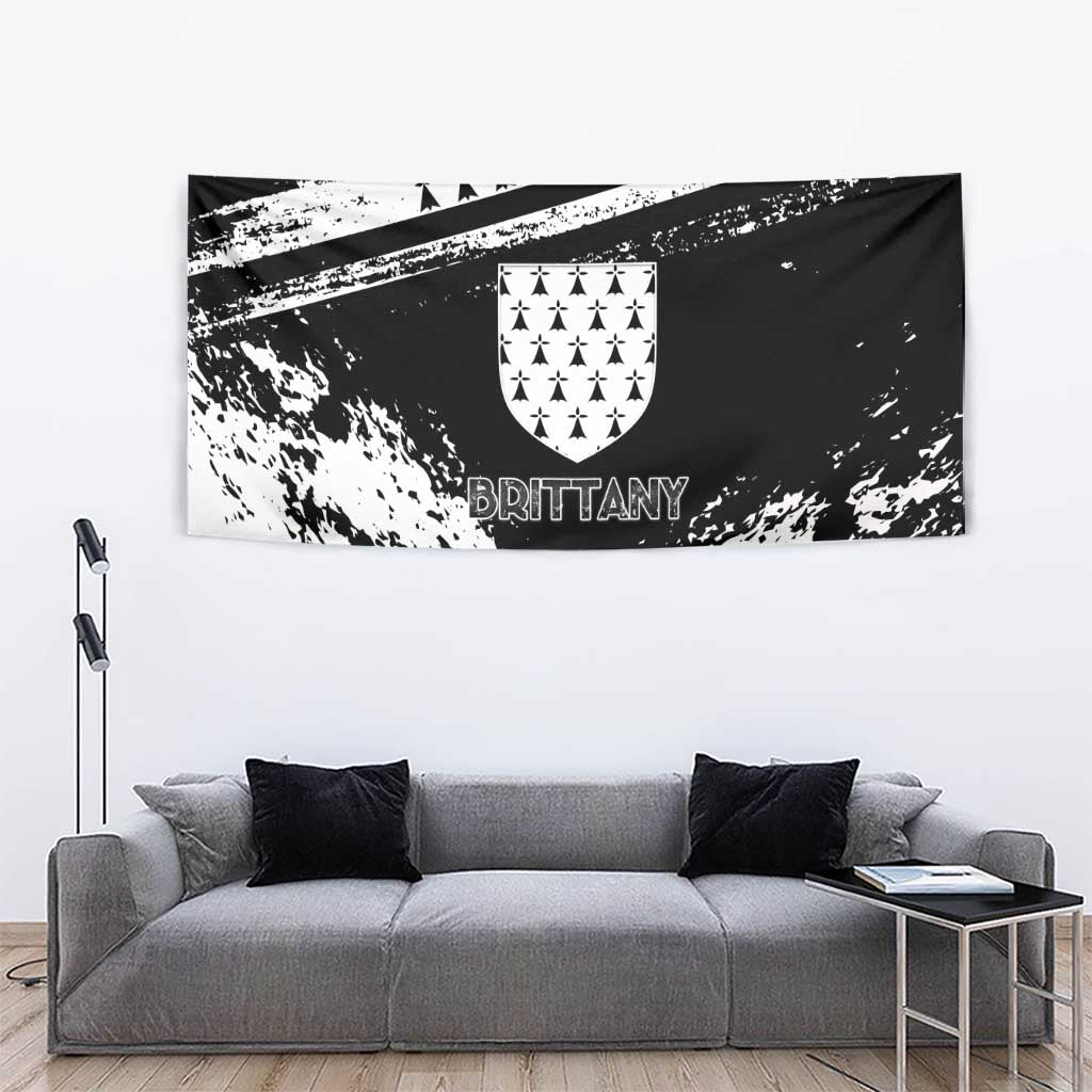 Brittany Tapestry Coat Of Arms With Triskelion - Grunge Style - Wonder Print Shop