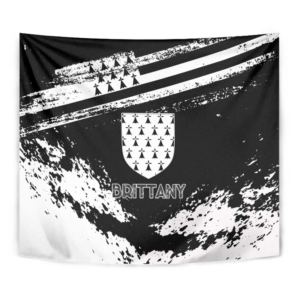 Brittany Tapestry Coat Of Arms With Triskelion - Grunge Style - Wonder Print Shop