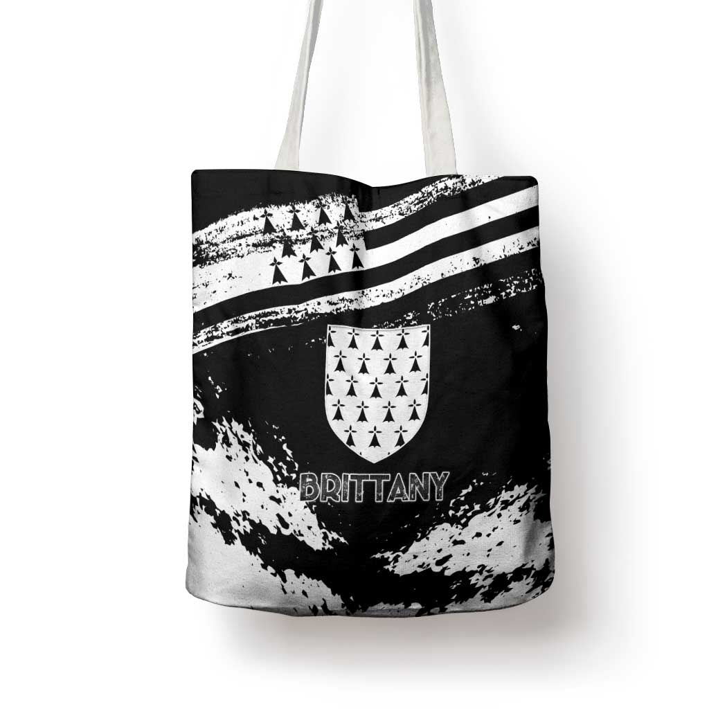 Brittany Tote Bag Coat Of Arms With Triskelion - Grunge Style - Wonder Print Shop
