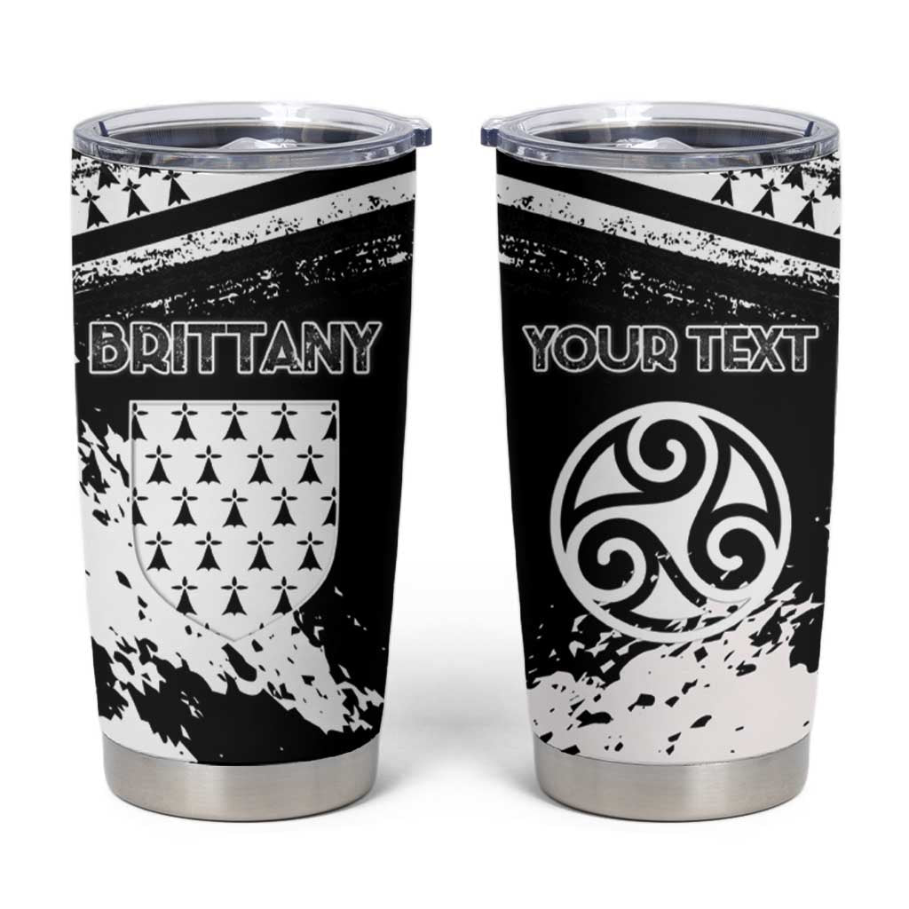 Personalized Brittany Tumbler Cup Coat Of Arms With Triskelion - Grunge Style - Wonder Print Shop