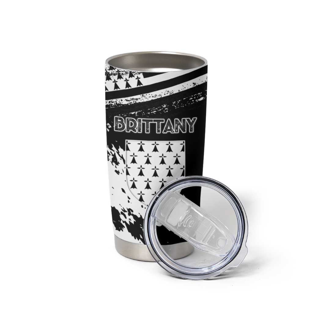 Personalized Brittany Tumbler Cup Coat Of Arms With Triskelion - Grunge Style - Wonder Print Shop