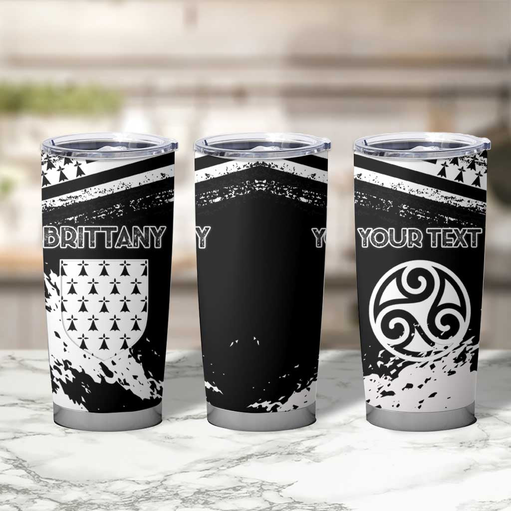 Personalized Brittany Tumbler Cup Coat Of Arms With Triskelion - Grunge Style - Wonder Print Shop