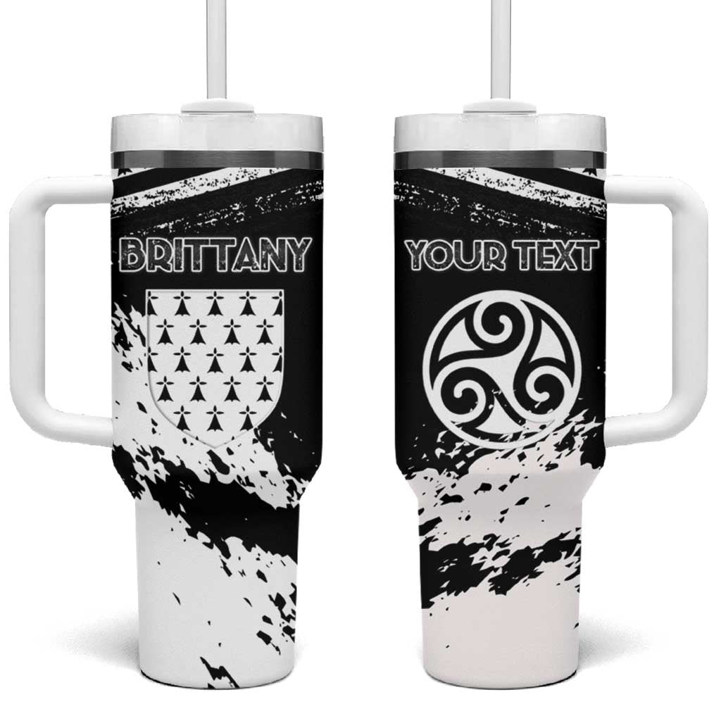 Personalized Brittany Tumbler With Handle Coat Of Arms With Triskelion - Grunge Style - Wonder Print Shop