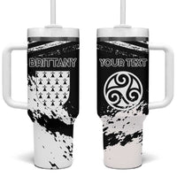Personalized Brittany Tumbler With Handle Coat Of Arms With Triskelion - Grunge Style - Wonder Print Shop