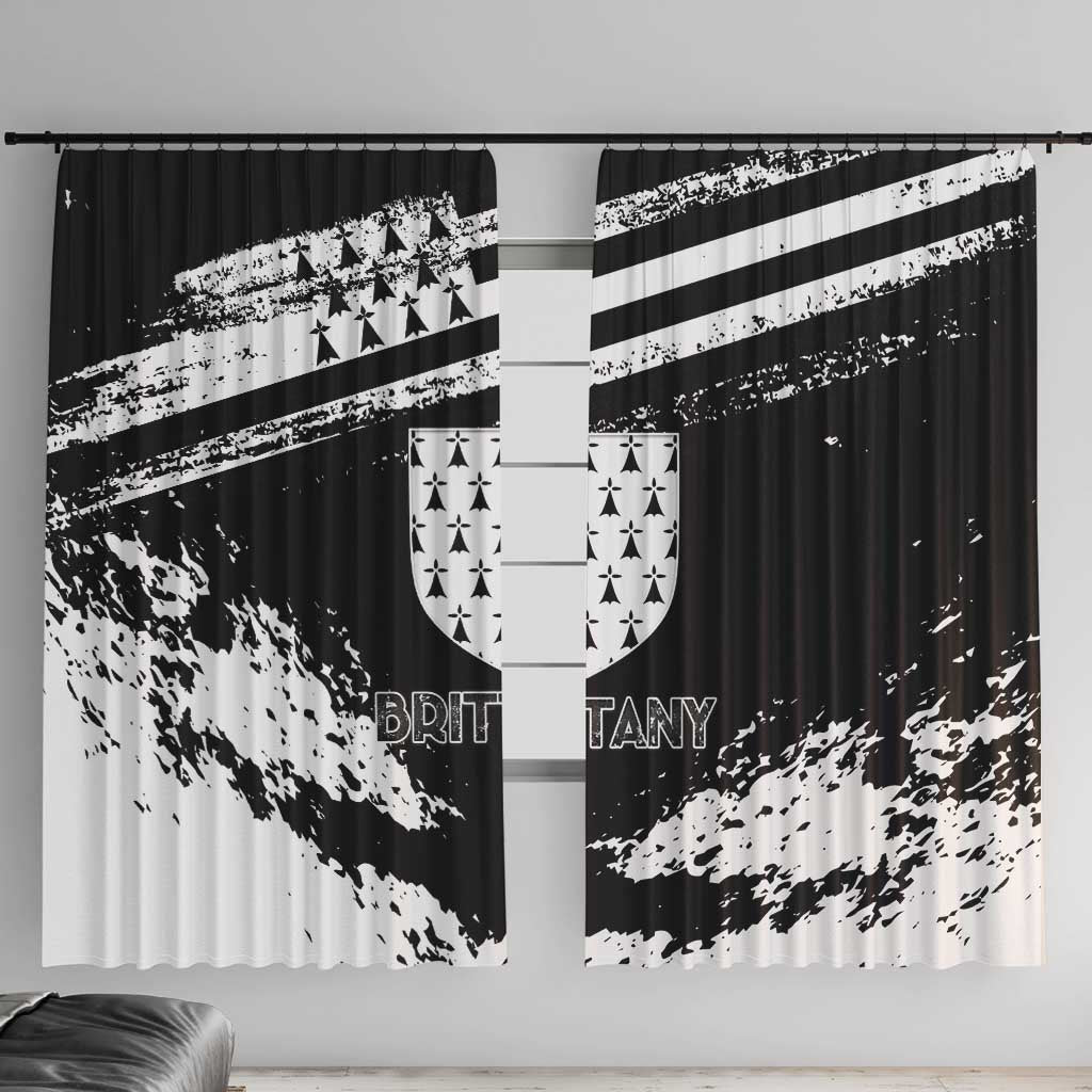 Brittany Window Curtain Coat Of Arms With Triskelion - Grunge Style - Wonder Print Shop