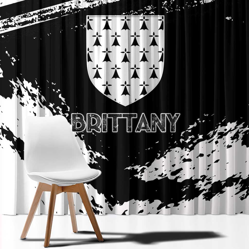 Brittany Window Curtain Coat Of Arms With Triskelion - Grunge Style - Wonder Print Shop