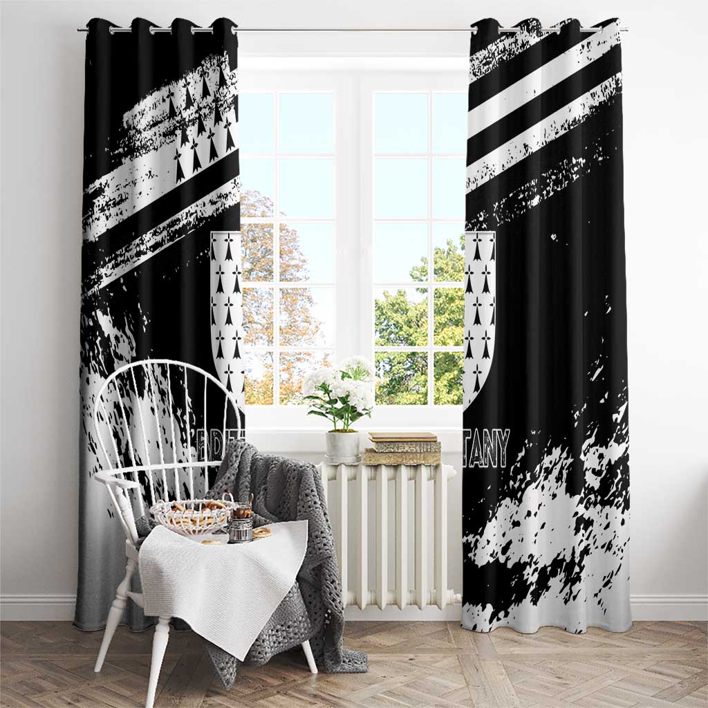 Brittany Window Curtain Coat Of Arms With Triskelion - Grunge Style - Wonder Print Shop