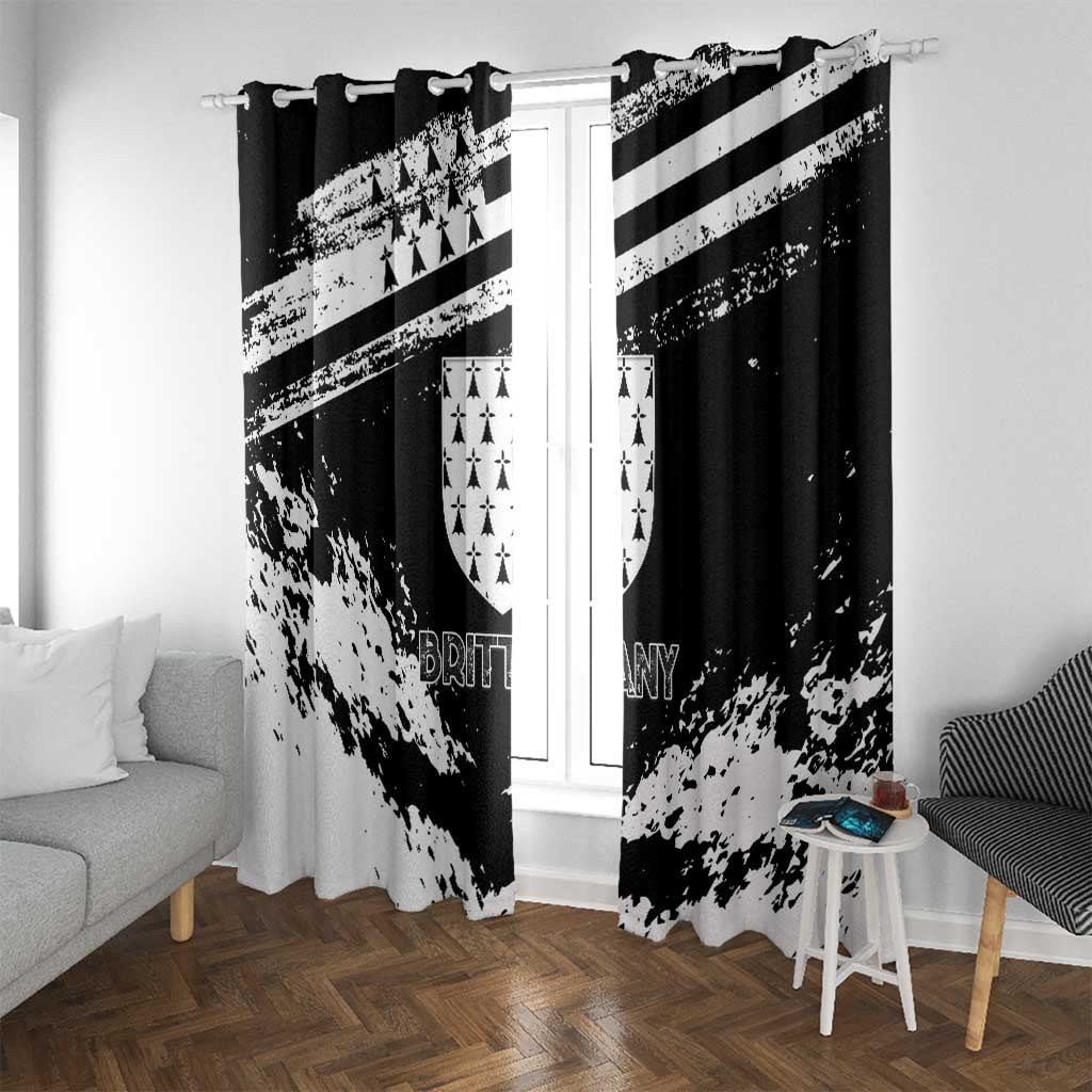 Brittany Window Curtain Coat Of Arms With Triskelion - Grunge Style - Wonder Print Shop