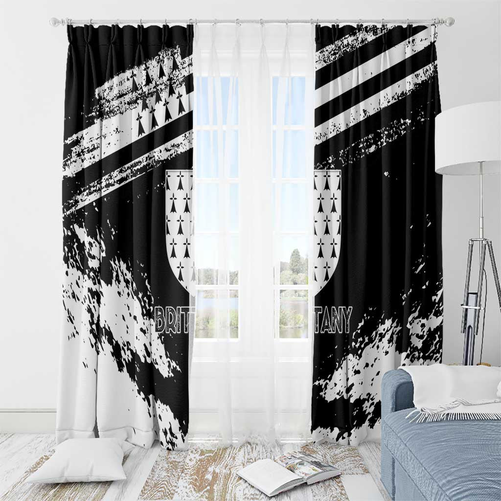 Brittany Window Curtain Coat Of Arms With Triskelion - Grunge Style - Wonder Print Shop