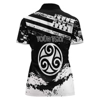 Personalized Brittany Women Polo Shirt Coat Of Arms With Triskelion - Grunge Style - Wonder Print Shop