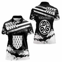 Personalized Brittany Women Polo Shirt Coat Of Arms With Triskelion - Grunge Style - Wonder Print Shop