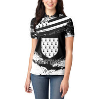 Personalized Brittany Women Polo Shirt Coat Of Arms With Triskelion - Grunge Style - Wonder Print Shop