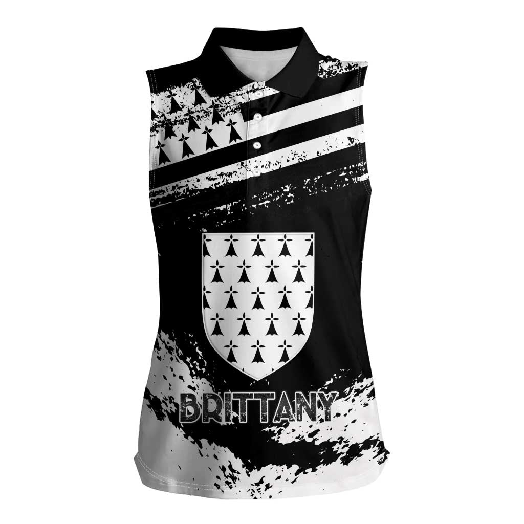 Personalized Brittany Women Sleeveless Polo Shirt Coat Of Arms With Triskelion - Grunge Style - Wonder Print Shop