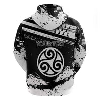 Personalized Brittany Zip Hoodie Coat Of Arms With Triskelion - Grunge Style - Wonder Print Shop