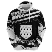 Personalized Brittany Zip Hoodie Coat Of Arms With Triskelion - Grunge Style - Wonder Print Shop