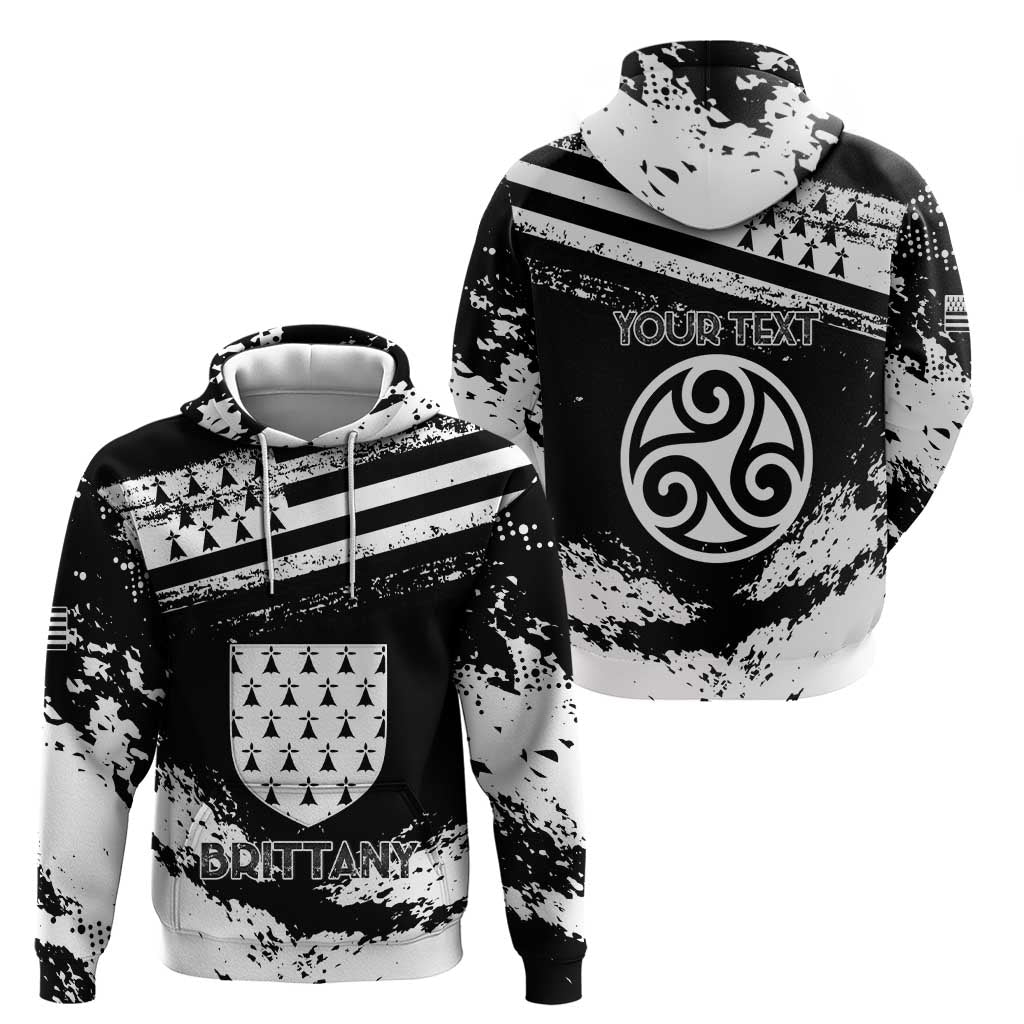 Personalized Brittany Zip Hoodie Coat Of Arms With Triskelion - Grunge Style - Wonder Print Shop