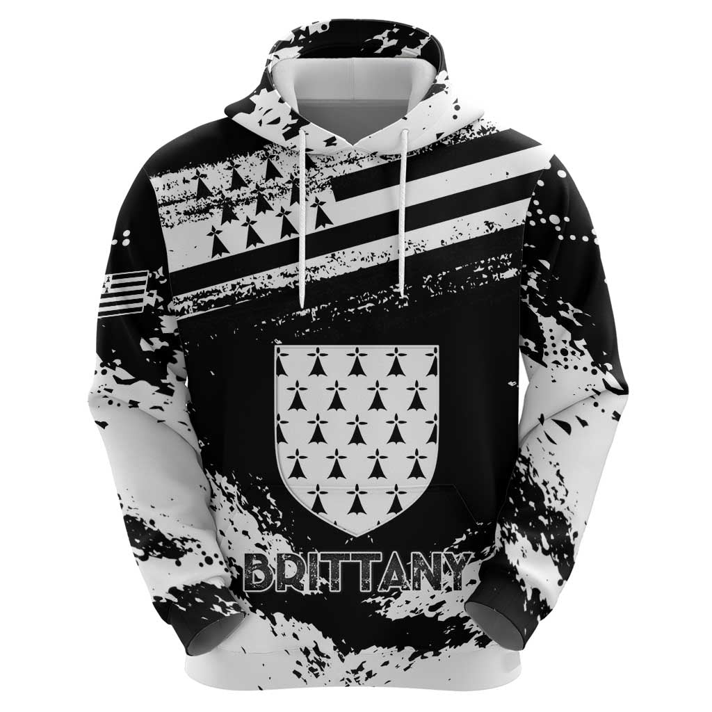 Personalized Brittany Zip Hoodie Coat Of Arms With Triskelion - Grunge Style - Wonder Print Shop