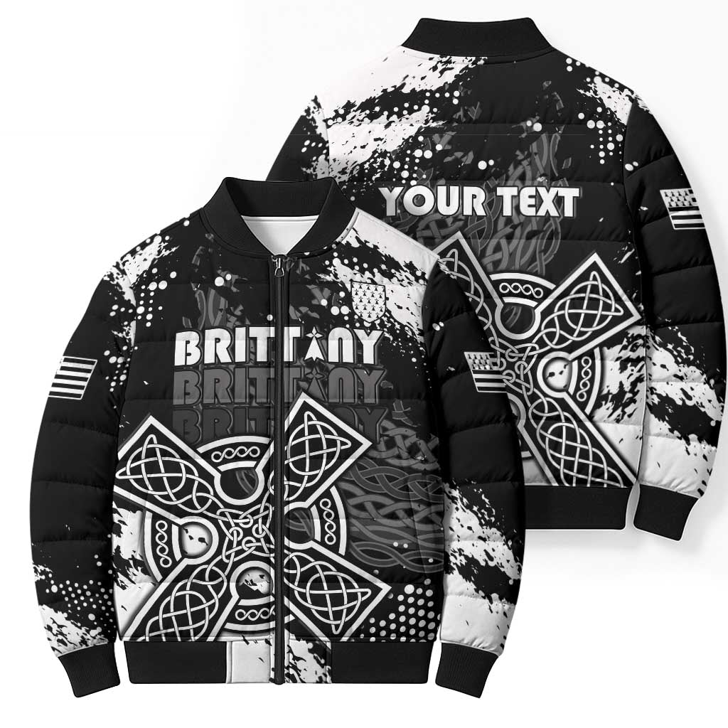 Personalized Brittany Celtic Cross Bomber Puffer Jacket With Celtic Knotwork - Wonder Print Shop
