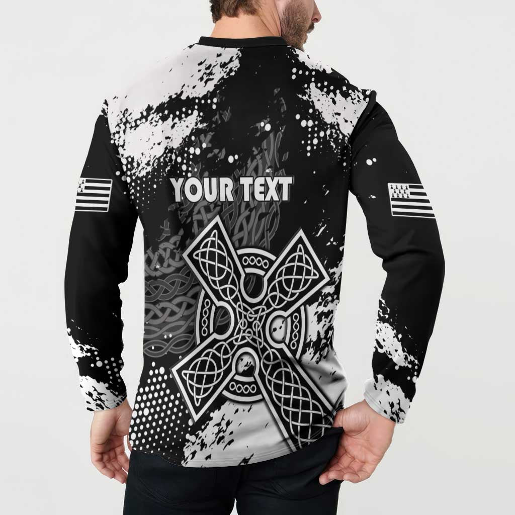 Personalized Brittany Celtic Cross Button Sweatshirt With Celtic Knotwork - Wonder Print Shop