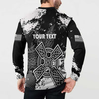 Personalized Brittany Celtic Cross Button Sweatshirt With Celtic Knotwork - Wonder Print Shop