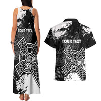 Personalized Brittany Celtic Cross Couples Matching Tank Maxi Dress and Hawaiian Shirt With Celtic Knotwork - Wonder Print Shop