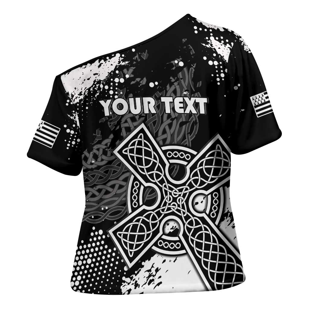 Personalized Brittany Celtic Cross Cross Shoulder Shirt With Celtic Knotwork - Wonder Print Shop