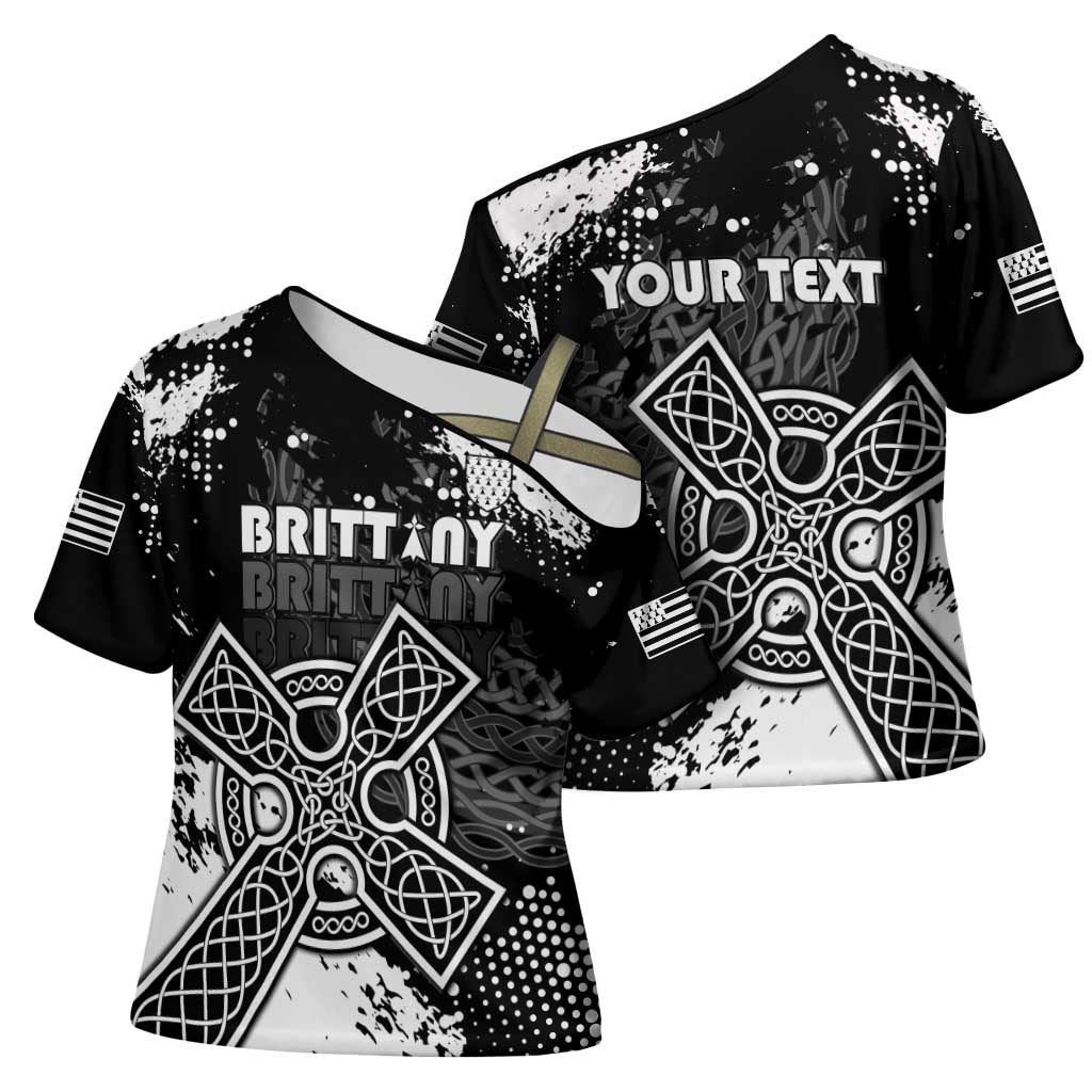 Personalized Brittany Celtic Cross Cross Shoulder Shirt With Celtic Knotwork - Wonder Print Shop