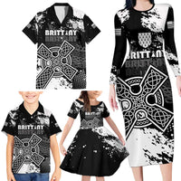 Personalized Brittany Celtic Cross Family Matching Long Sleeve Bodycon Dress and Hawaiian Shirt With Celtic Knotwork - Wonder Print Shop