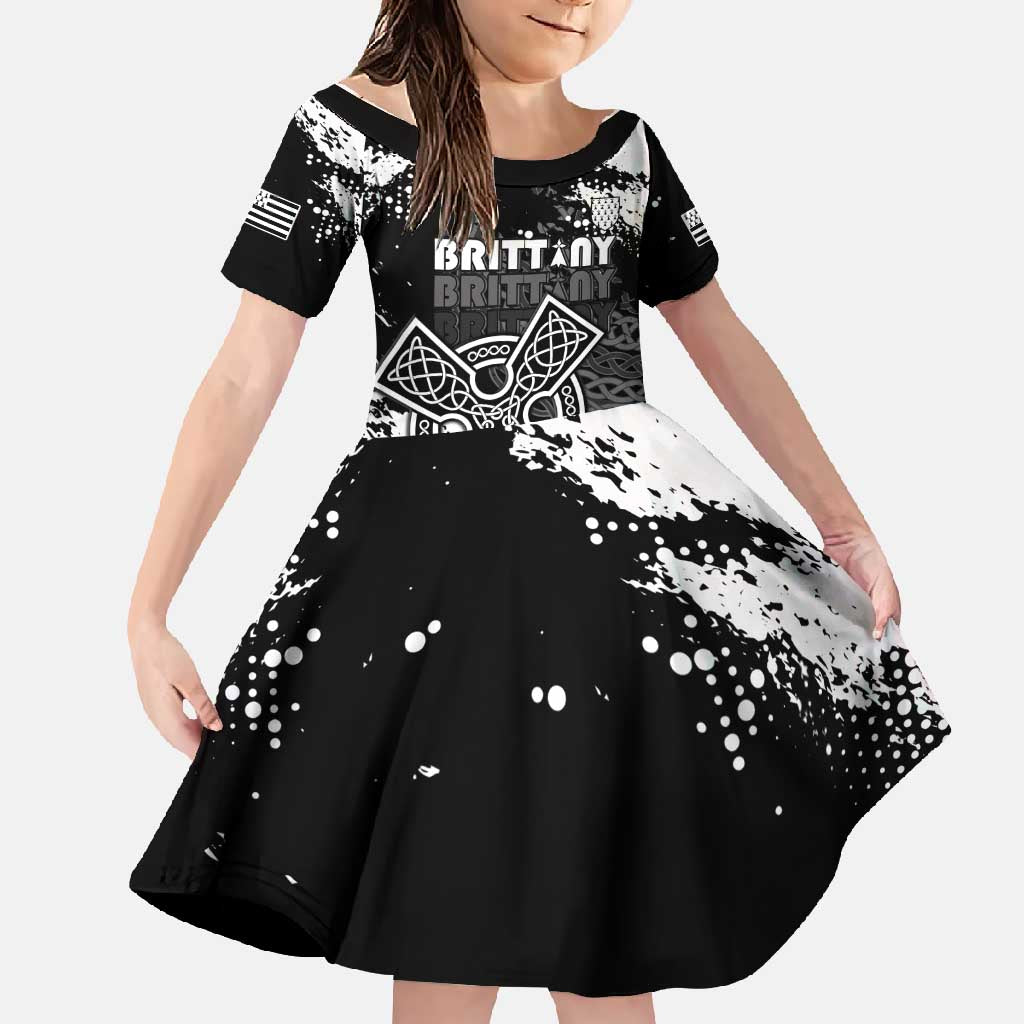 Personalized Brittany Celtic Cross Family Matching Off Shoulder Maxi Dress and Hawaiian Shirt With Celtic Knotwork - Wonder Print Shop