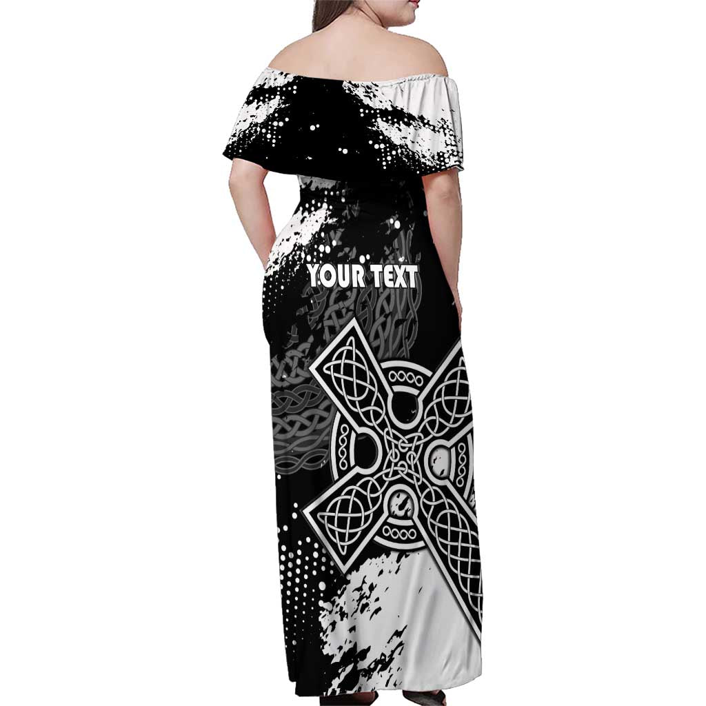 Personalized Brittany Celtic Cross Family Matching Off Shoulder Maxi Dress and Hawaiian Shirt With Celtic Knotwork - Wonder Print Shop